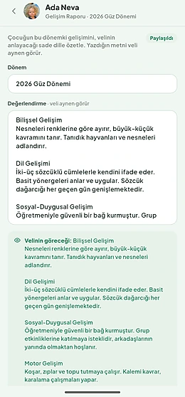 ODYKID gelişim raporu